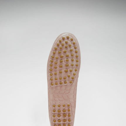 Women's Penny Driving Loafers, Powder Pink Print Patent Leather