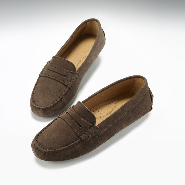 Women's Penny Driving Loafers, Brown Suede