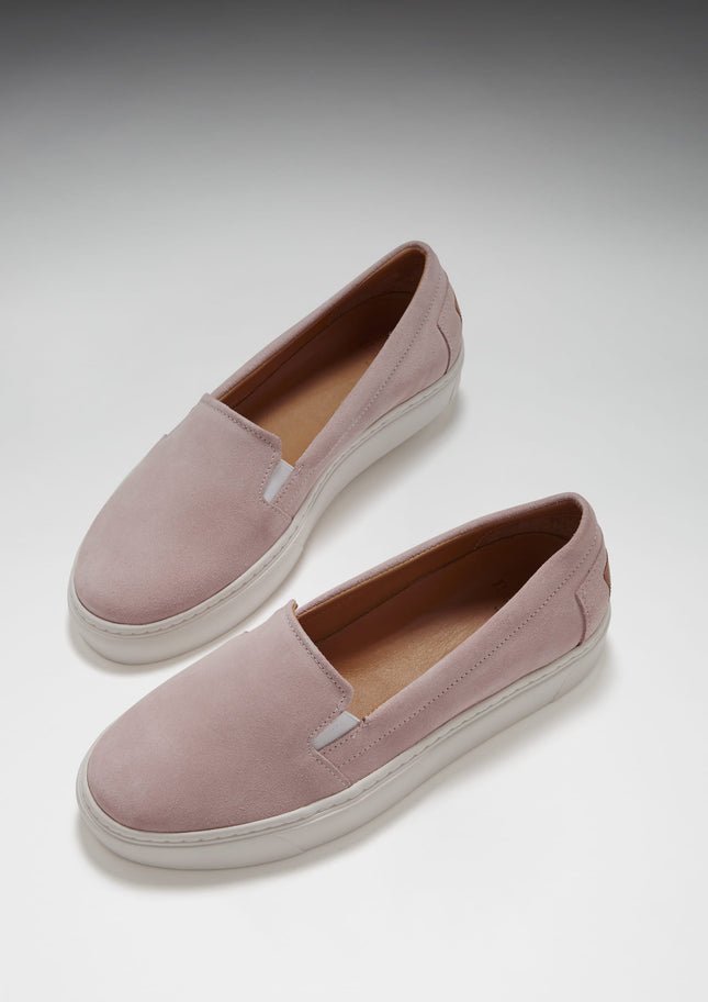 Women's Slip-On Sneakers, Ice Pink Suede
