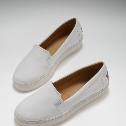 Women's Slip-On Sneakers, White Leather