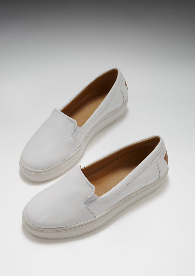Women's Slip-On Sneakers, White Leather