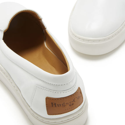 Women's Slip-On Sneakers, White Leather