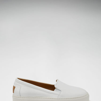 Women's Slip-On Sneakers, White Leather
