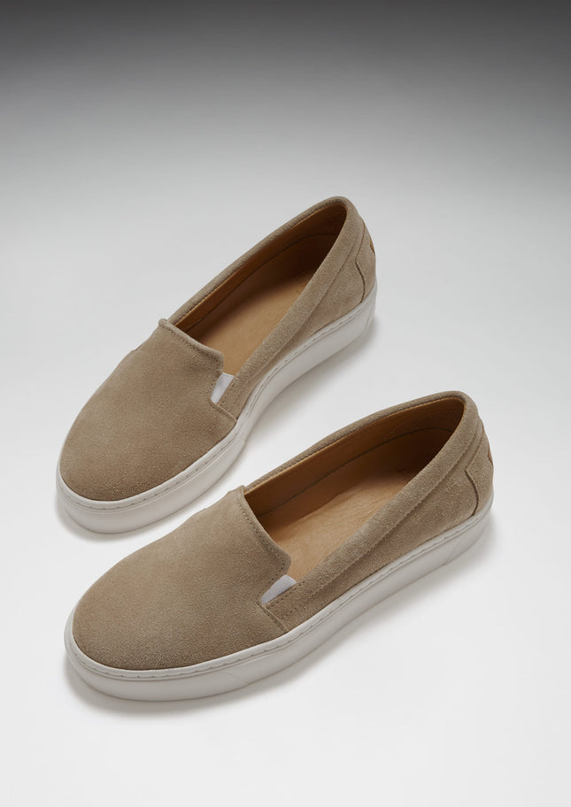 Women's Slip-On Sneakers, Taupe Suede