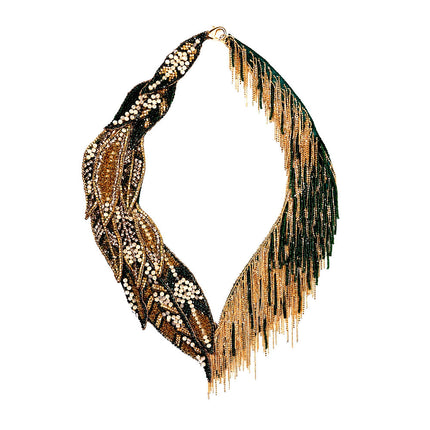 Gold Leaf Navette Necklace.
