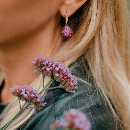 Valerie Pear Drop Gemstone Earring Rosegold Ruby